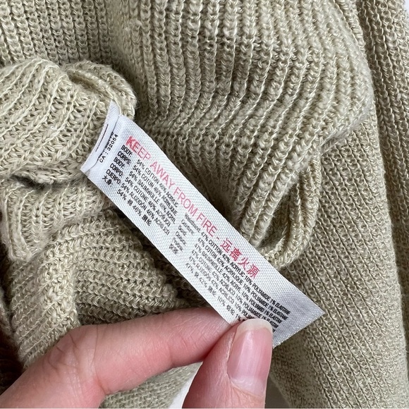 Free People Beach Malibu Sweater Ribbed Knit Oversized Yellow Green Neutral XS - Picture 7 of 10